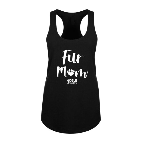 FUR MOM - PREMIUM WOMEN'S FITTED RACERBACK TANK TOP - BLACK Thumbnail