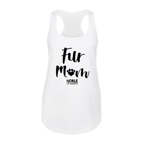 FUR MOM - PREMIUM WOMEN'S FITTED RACERBACK TANK TOP - WHITE Thumbnail