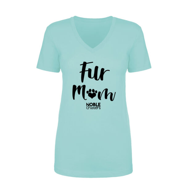 FUR MOM - PREMIUM WOMEN'S FITTED S/S V-NECK TEE - MINT Thumbnail