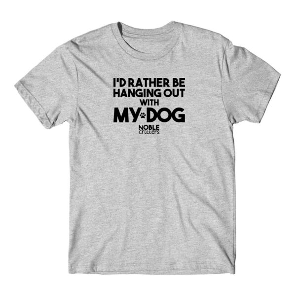 I'D RATHER BE HANGING WITH MY DOG - PREMIUM UNISEX S/S TEE - LIGHT GRAY HEATHER Thumbnail