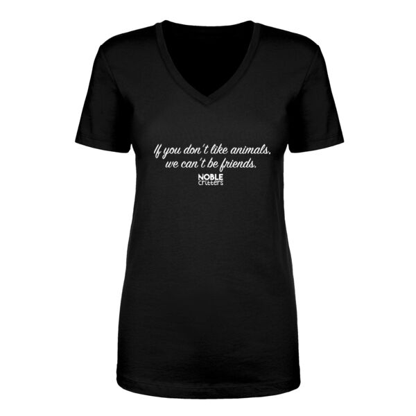 WE CAN'T BE FRIENDS - PREMIUM WOMEN'S FITTED S/S V-NECK TEE - BLACK Thumbnail
