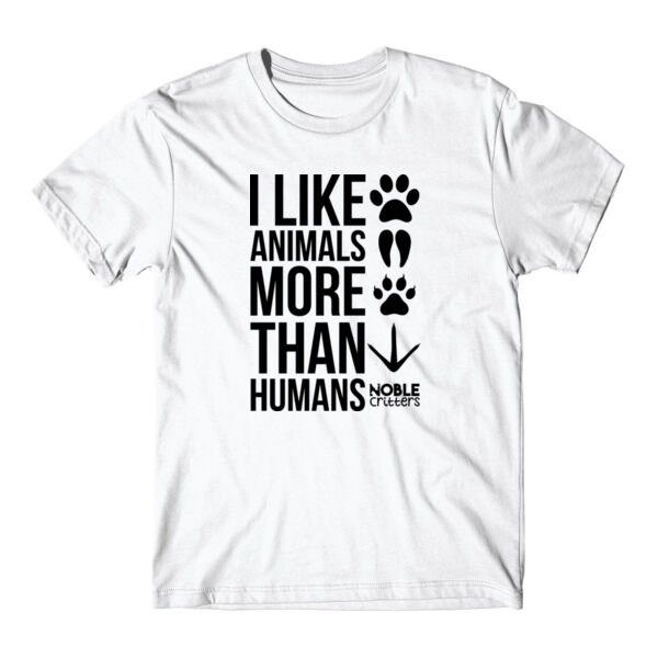 I LIKE ANIMALS MORE THAN HUMANS - PREMIUM UNISEX S/S TEE - WHITE Thumbnail