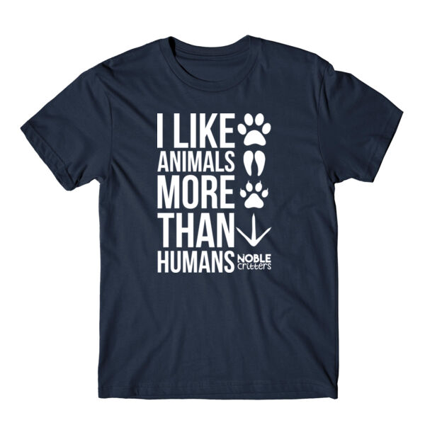 I LIKE ANIMALS MORE THAN HUMANS - PREMIUM UNISEX S/S TEE - MIDNIGHT NAVY Thumbnail