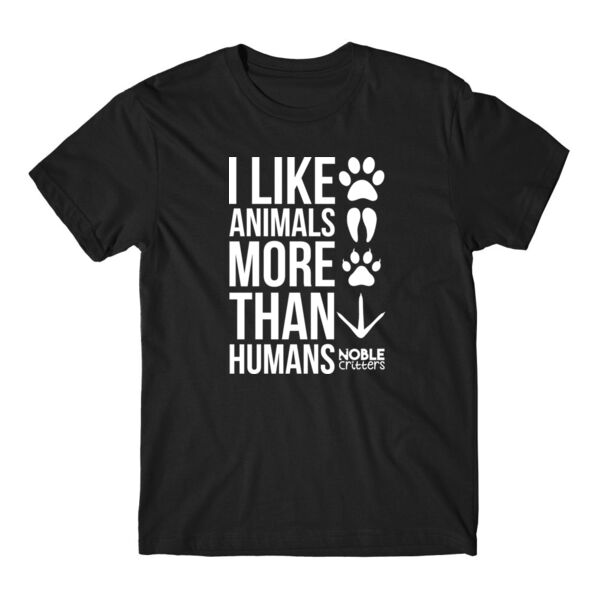 I LIKE ANIMALS MORE THAN HUMANS - PREMIUM UNISEX S/S TEE - BLACK Thumbnail