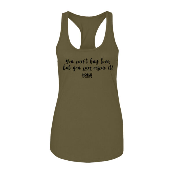 RESCUE LOVE - PREMIUM WOMEN'S FITTED RACERBACK TANK TOP - MILITARY GREEN Thumbnail