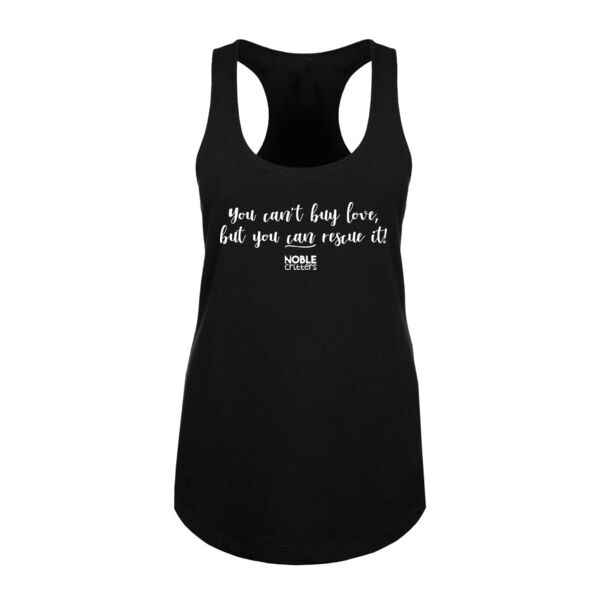 RESCUE LOVE - PREMIUM WOMEN'S FITTED RACERBACK TANK TOP - BLACK Thumbnail