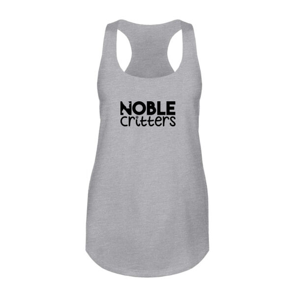 NOBLE CRITTERS LOGO - PREMIUM WOMEN'S FITTED RACERBACK TANK TOP - LIGHT GRAY HEATHER Thumbnail