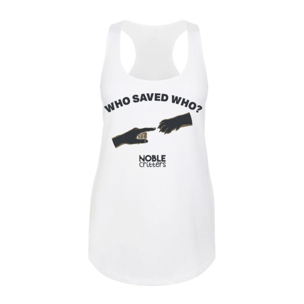 WHO SAVED WHO? - PREMIUM WOMEN'S FITTED RACERBACK TANK TOP - $6WDAH5$ Thumbnail