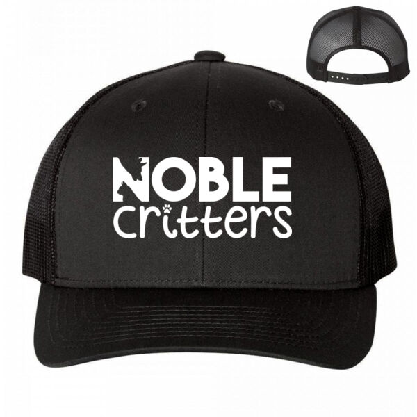 NOBLE CRITTERS LOGO - PREMIUM ADJUSTABLE MESH BACK HAT - BLACK Thumbnail